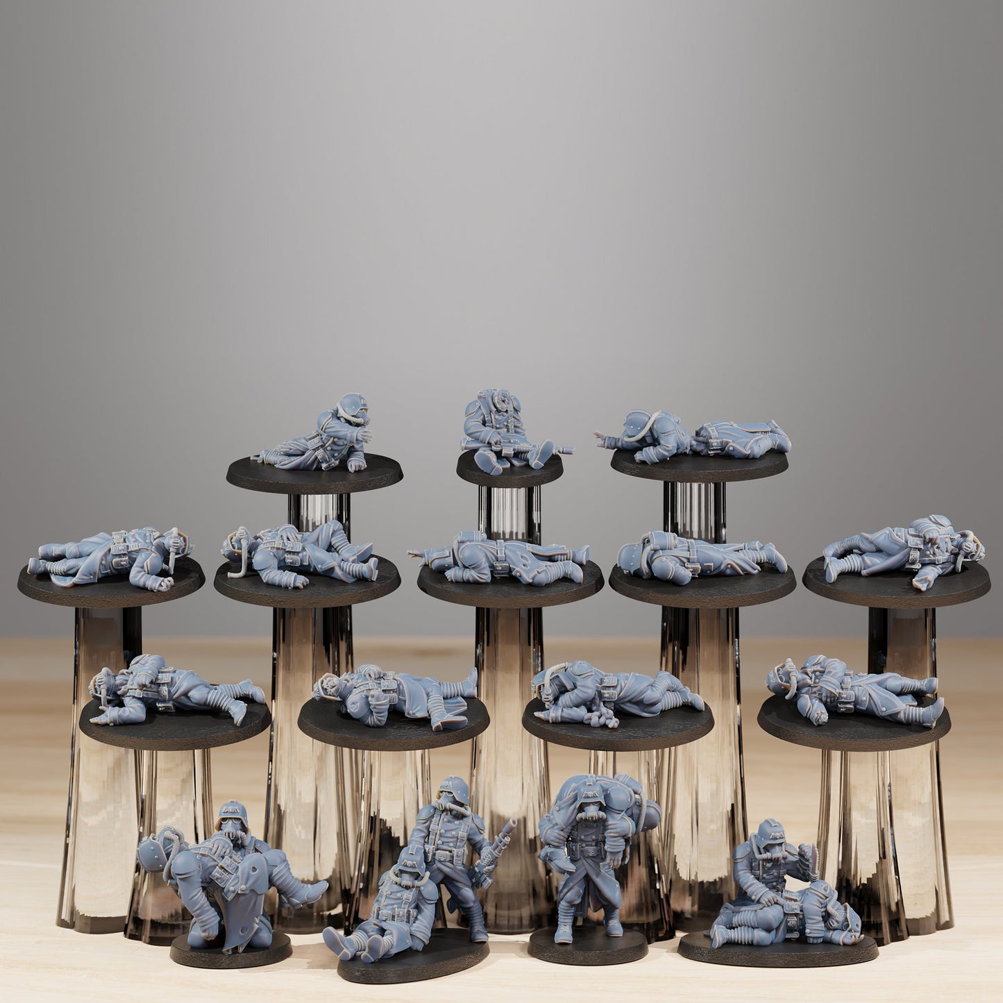 GrimGuard The Fallen 3d print table game wargame dimensione standard set da 15 miniature | ModelsAndMiniature