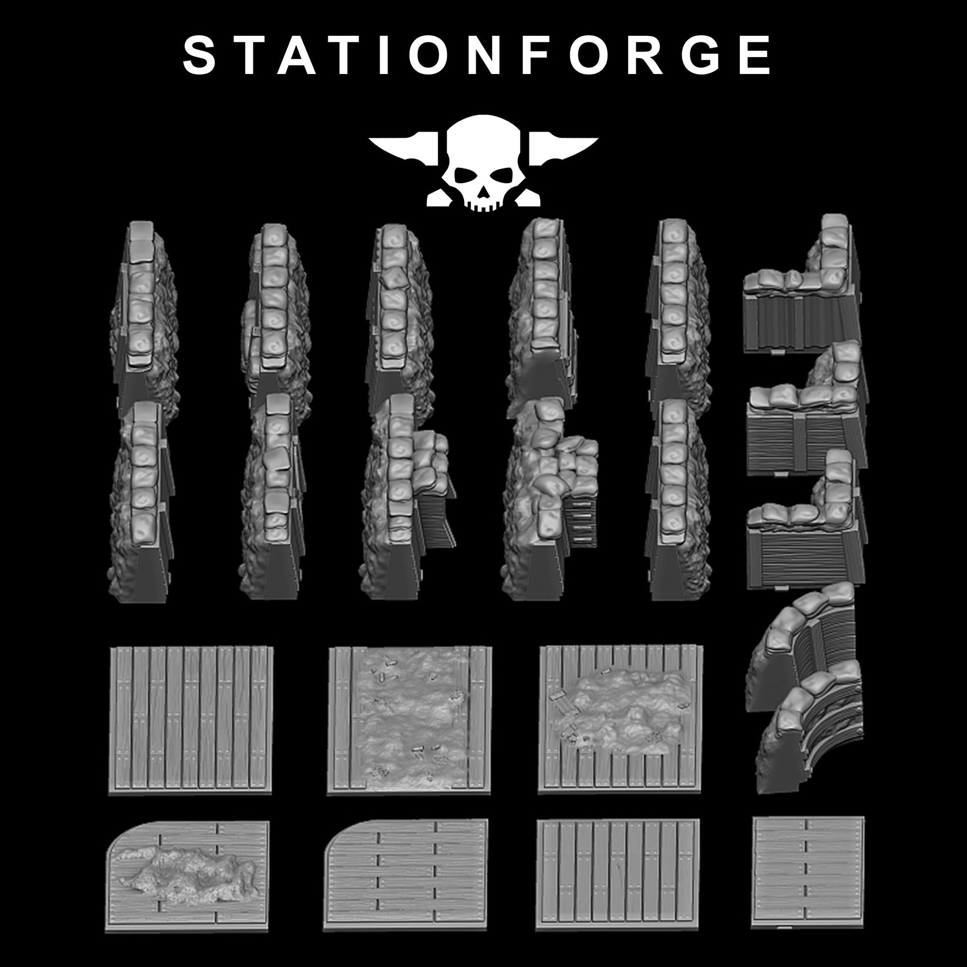 GrimGuard Trench Terrain warhammer 3d print table game wargame standard dimension 1 diorama set | ModelsAndMiniature