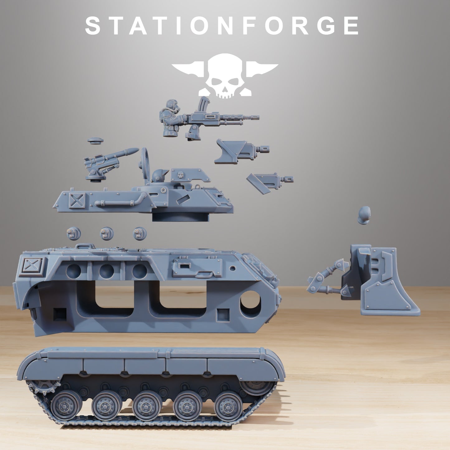 GrimGuard Support Tank 3d print table game wargame dimensione standard