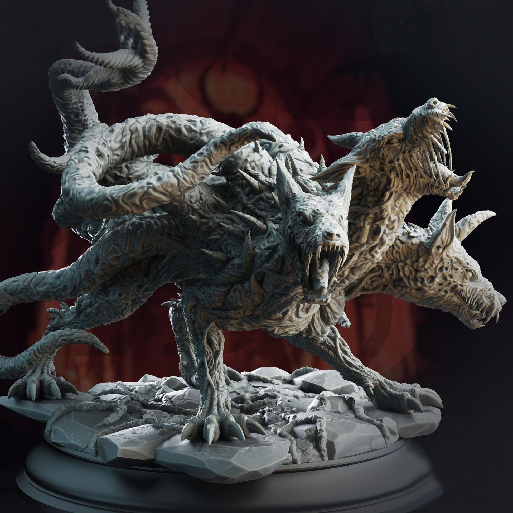 Aberrant Hellhounds warhammer dungeon and dragon 3d print table game wargame standard dimension 100mm | ModelsAndMiniature