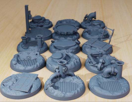 Basi per miniature Wasteland warhammer 3d print table game wargame misure varie set da 22 pezzi | ModelsAndMiniature