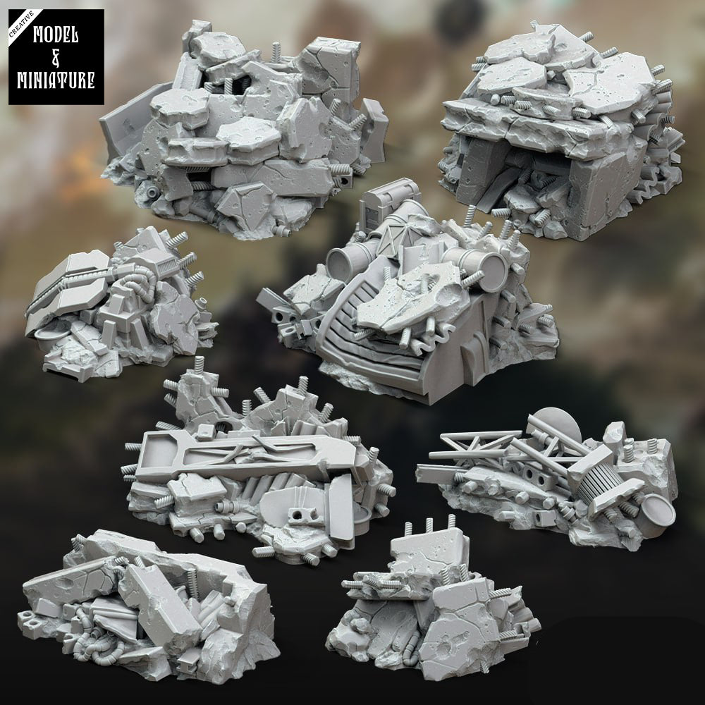 Basi per miniature rubble warhammer 3d print table game wargame dimensione 50mm standard set da 11 pezzi | ModelsAndMiniature