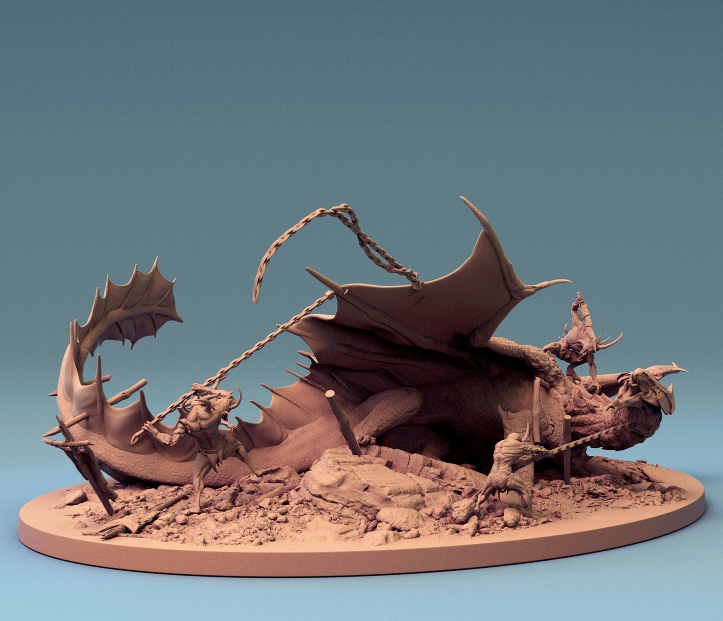 Brass Dragon Battle warhammer 3d print table game wargame standard dimension 1 diorama set | ModelsAndMiniature