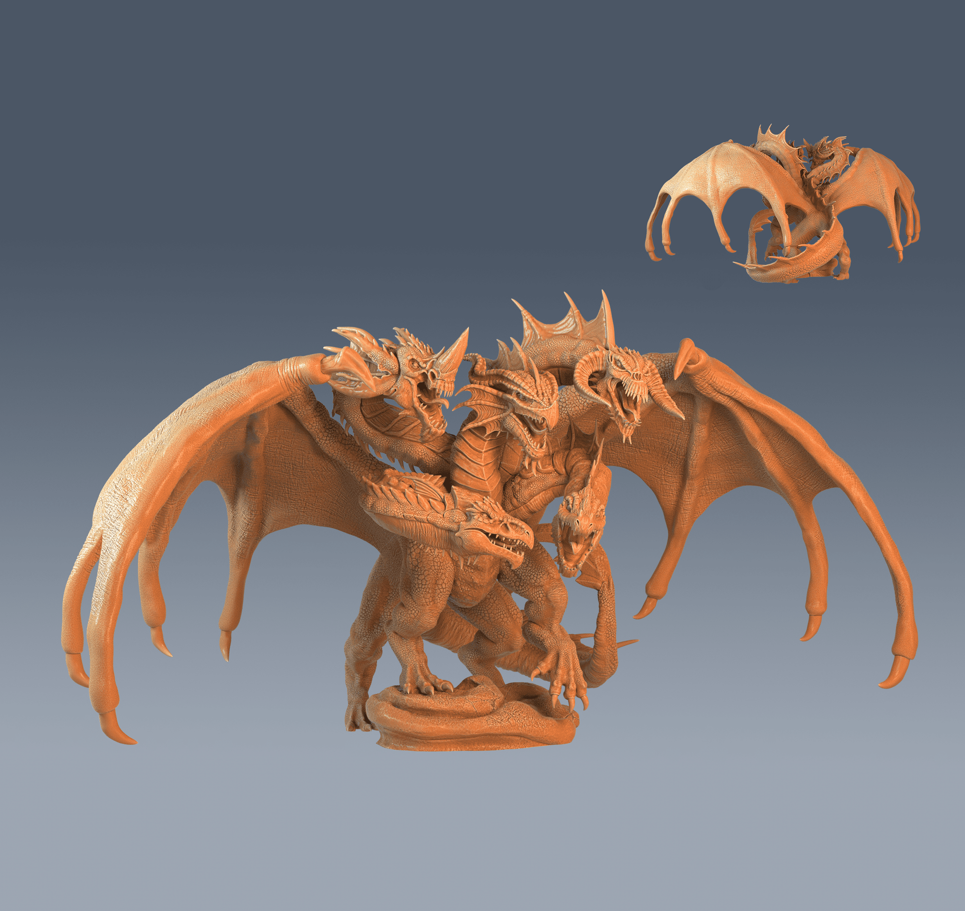 Dragon Queen Tiamat warhammer dungeon and dragon 3d print table game wargame standard dimension | ModelsAndMiniature