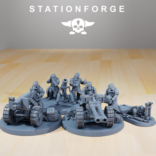 GrimGuard Decimators Weapons 3d print table game wargame dimensione standard set da 5 miniature con armi | ModelsAndMiniature