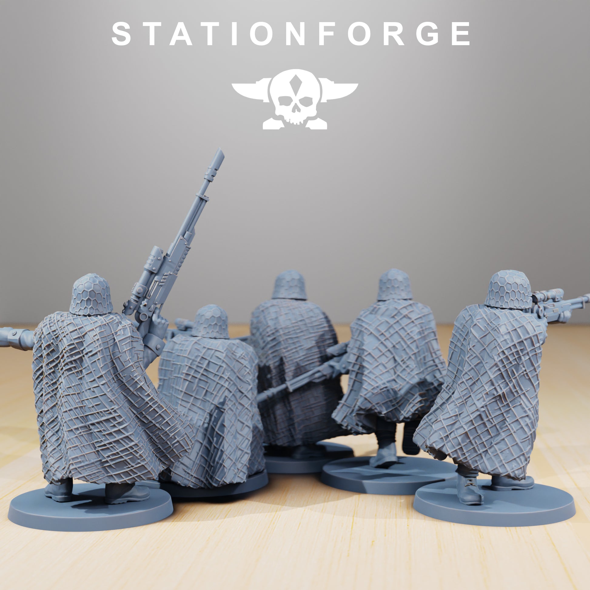 GrimGuard Snipers 3d print table game wargame dimensione standard set da 5 miniature | ModelsAndMiniature