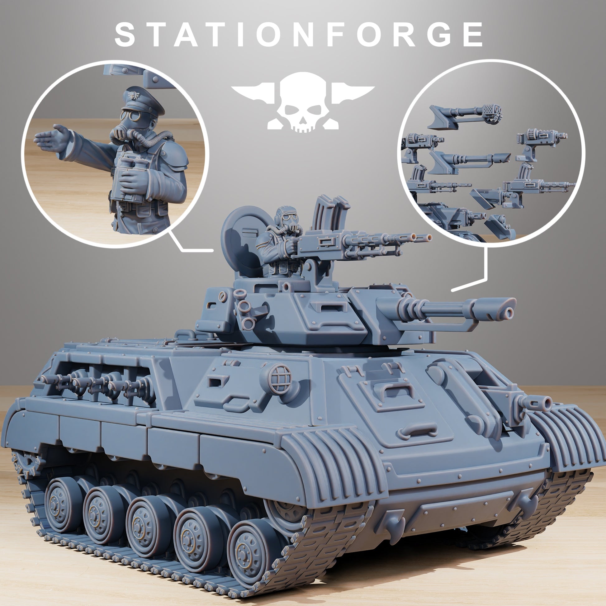 GrimGuard Support Tank 3d print table game wargame dimensione standard | ModelsAndMiniature