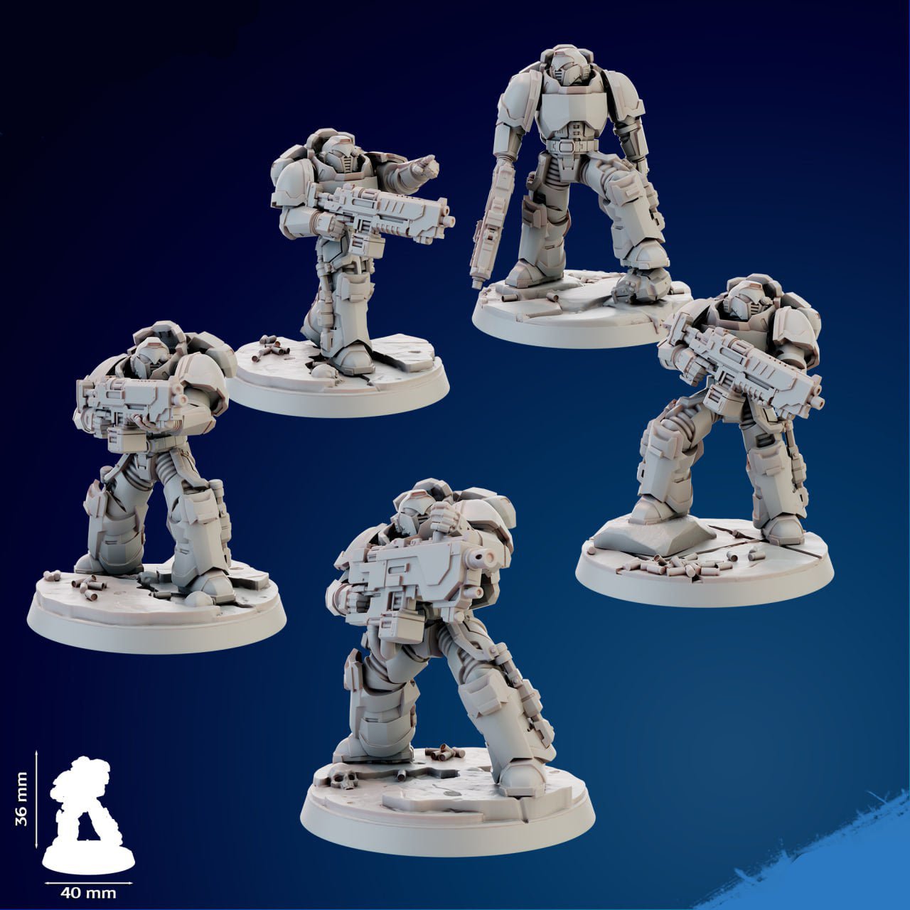 Heavy intercessor warhammer 3d print table game wargame dimensione standard set da 5 miniature | ModelsAndMiniature