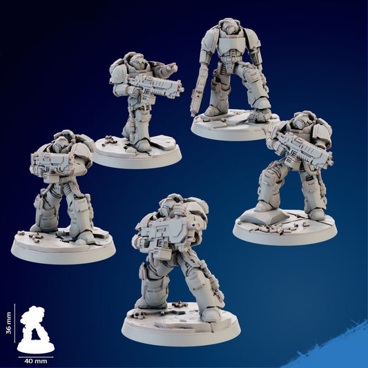 Heavy intercessor warhammer 3d print table game wargame dimensione standard set da 5 miniature | ModelsAndMiniature