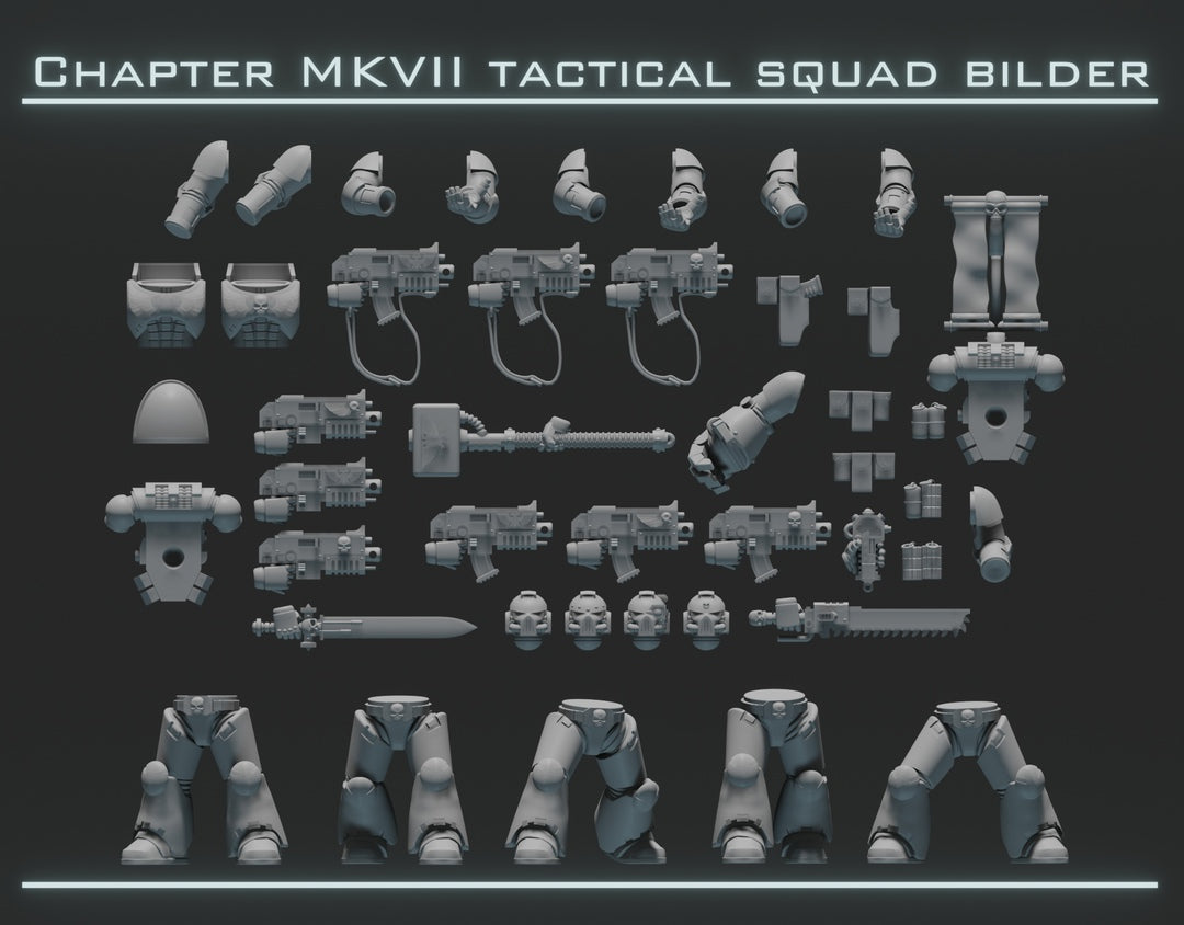 Legion MKVII MK7 tactical squad bilder STL for 3d print table game warhammer 3d print table game wargame standard dimension | ModelsAndMiniature