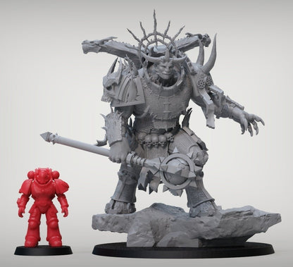 Lorgar primarque demon warhammer 3d print table game wargame standard dimension 1 miniature | ModelsAndMiniature