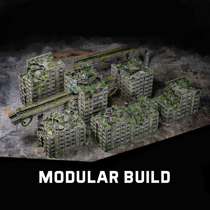 Modular City Bundle warhammer 3d print table game wargame standard dimension set da 5 edifici da montare | ModelsAndMiniature