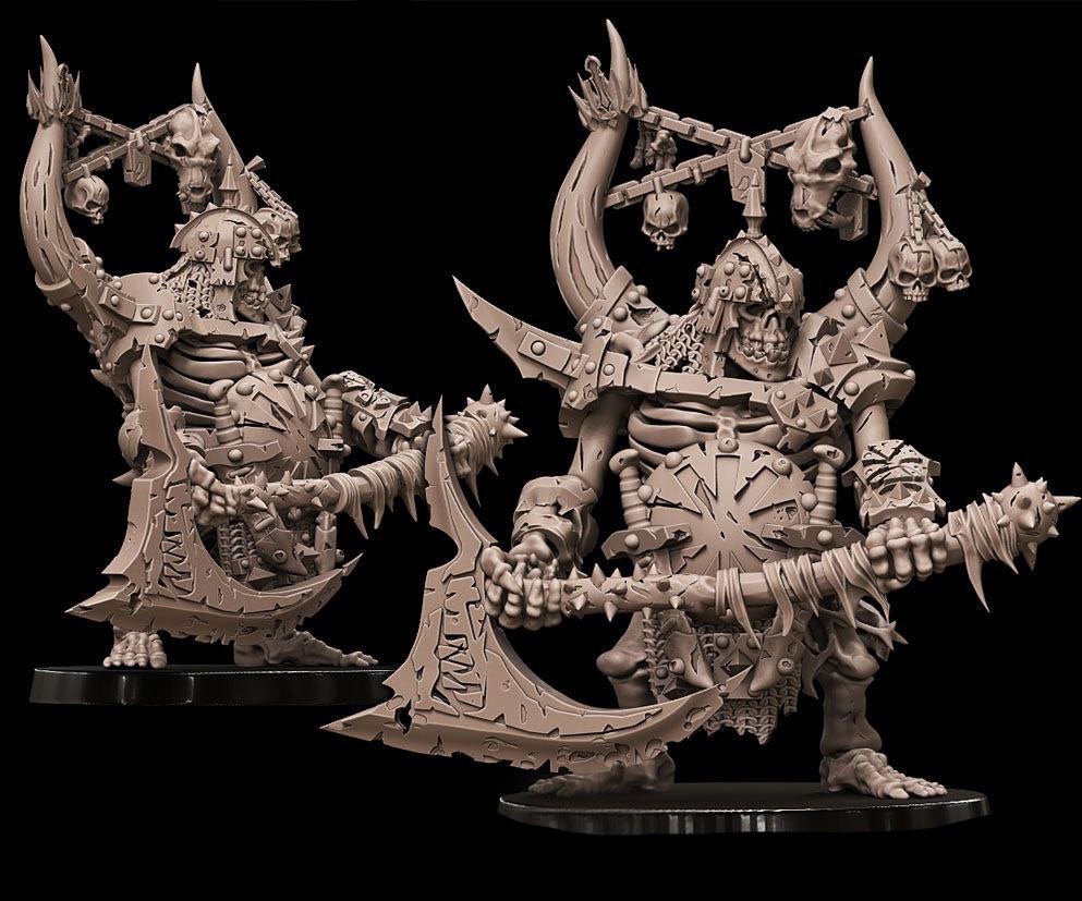 Ogre Skeleton warhammer dungeon and dragon 3d print table game wargame standard dimension 1 miniature 75mm | ModelsAndMiniature