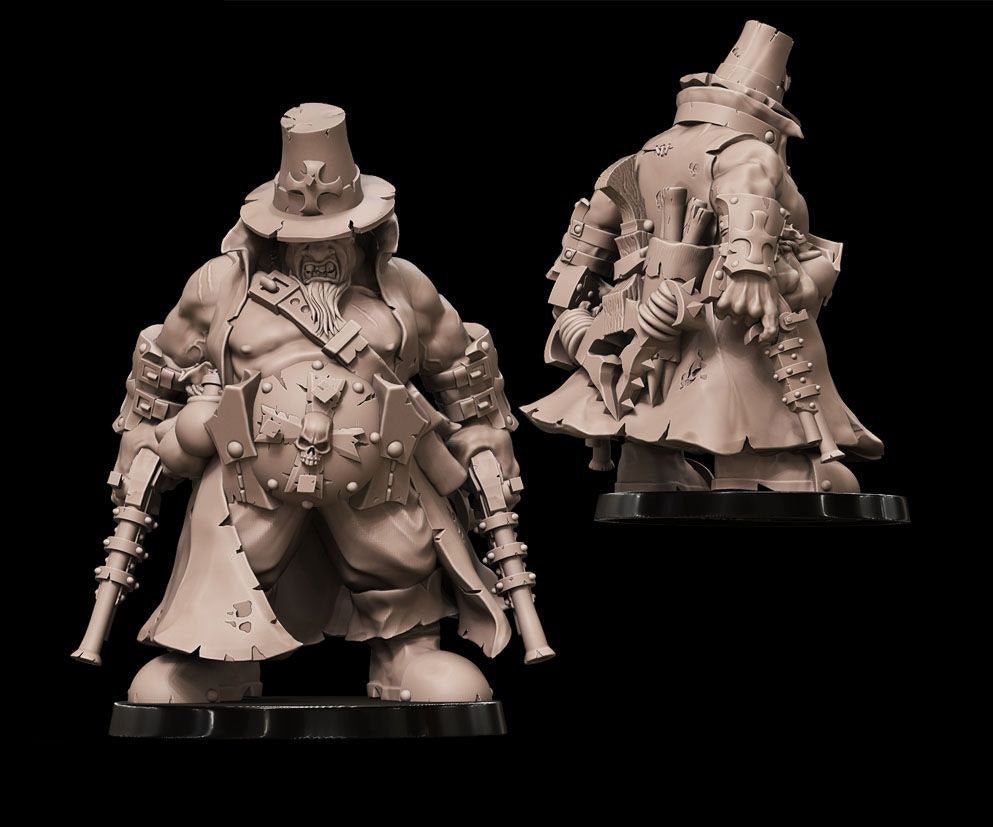 Ogre Witch Hunter warhammer dungeon and dragon 3d print table game wargame standard dimension 1 miniature 75mm | ModelsAndMiniature