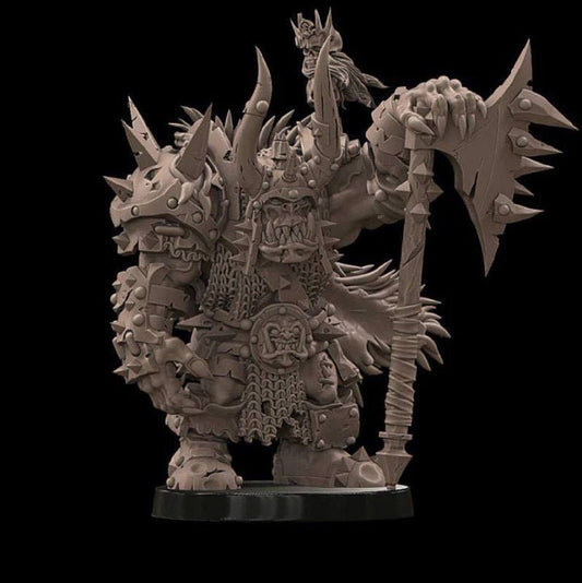 Orc Warlord warhammer dungeon and dragon 3d print table game wargame standard dimension 1 miniature 75mm | ModelsAndMiniature