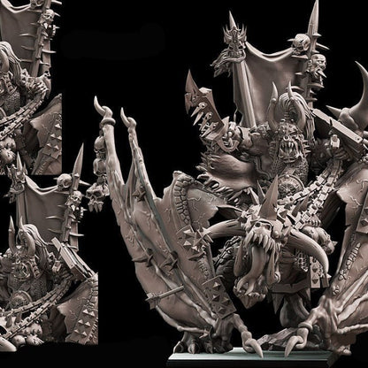 Orc warlord on Wyvern warhammer dungeon and dragon 3d print table game wargame standard dimension 1 miniature 12cm | ModelsAndMiniature