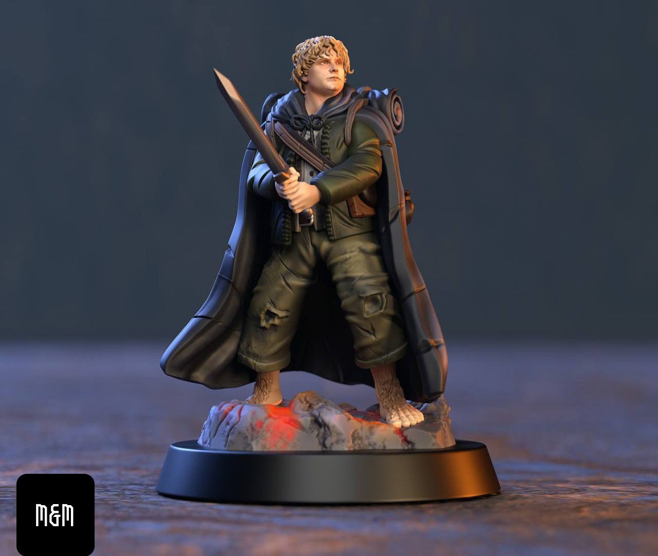 Sam Wise Lord of the ring 3d print table game wargame standard dimension miniatura 10cm | ModelsAndMiniature