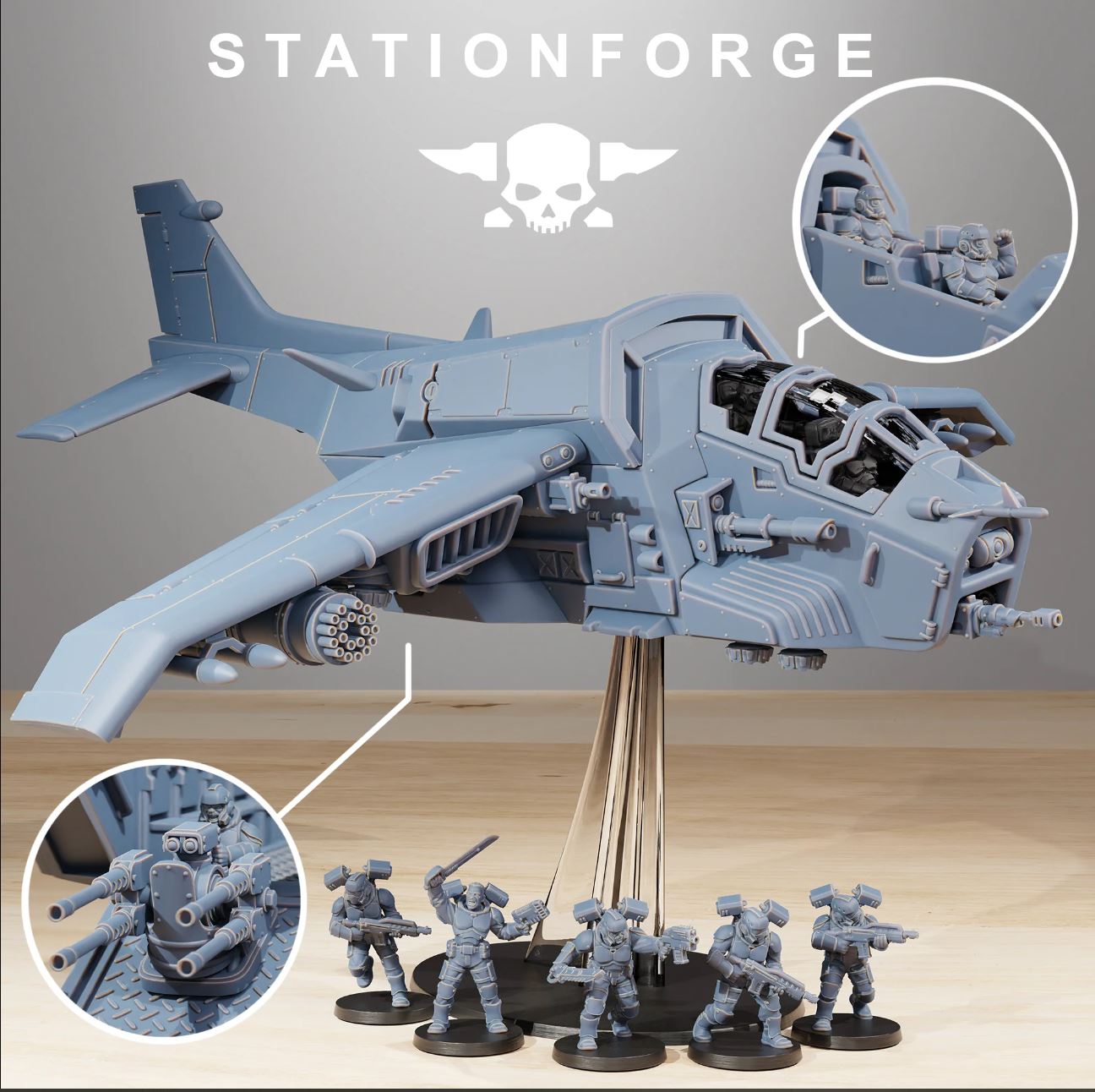 Stationforge Valkyre per table game 3d print table game wargame standard dimension set da 1 vehicle | ModelsAndMiniature