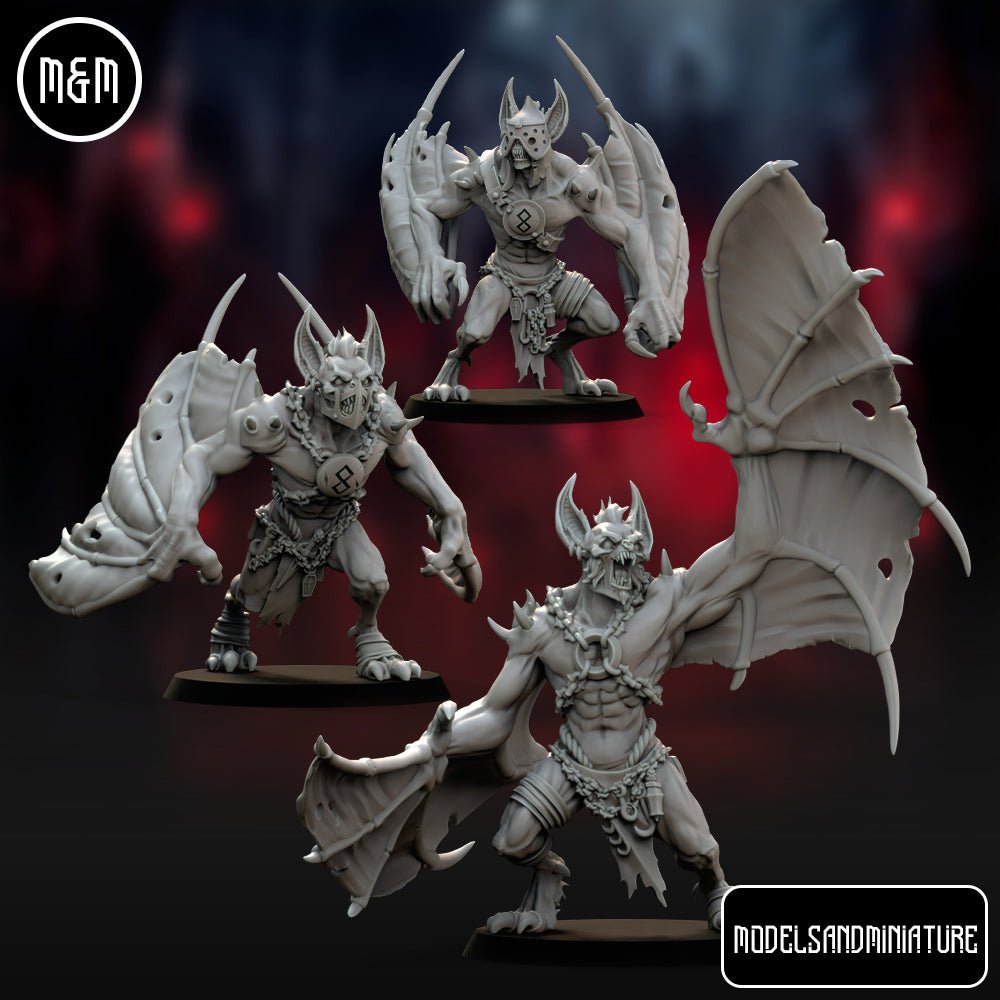 Vampiric Undead Bat Horrors 3d print table game wargame dimensione standard set da 3 miniature | ModelsAndMiniature