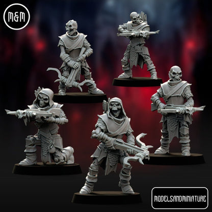 Vampiric Undead Skeleton Watch 3d print table game wargame dimensione standard set da 5 miniature | ModelsAndMiniature