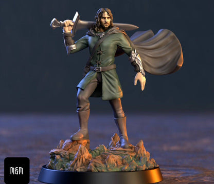 Aragorn Lord of the ring 3d print table game wargame standard dimension miniatura 10cm | ModelsAndMiniature