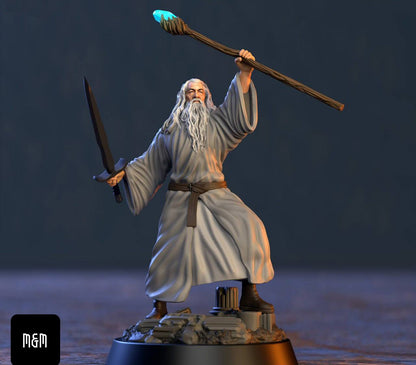 Gandalf Lord of the ring 3d print table game wargame standard dimension miniatura 10cm | ModelsAndMiniature