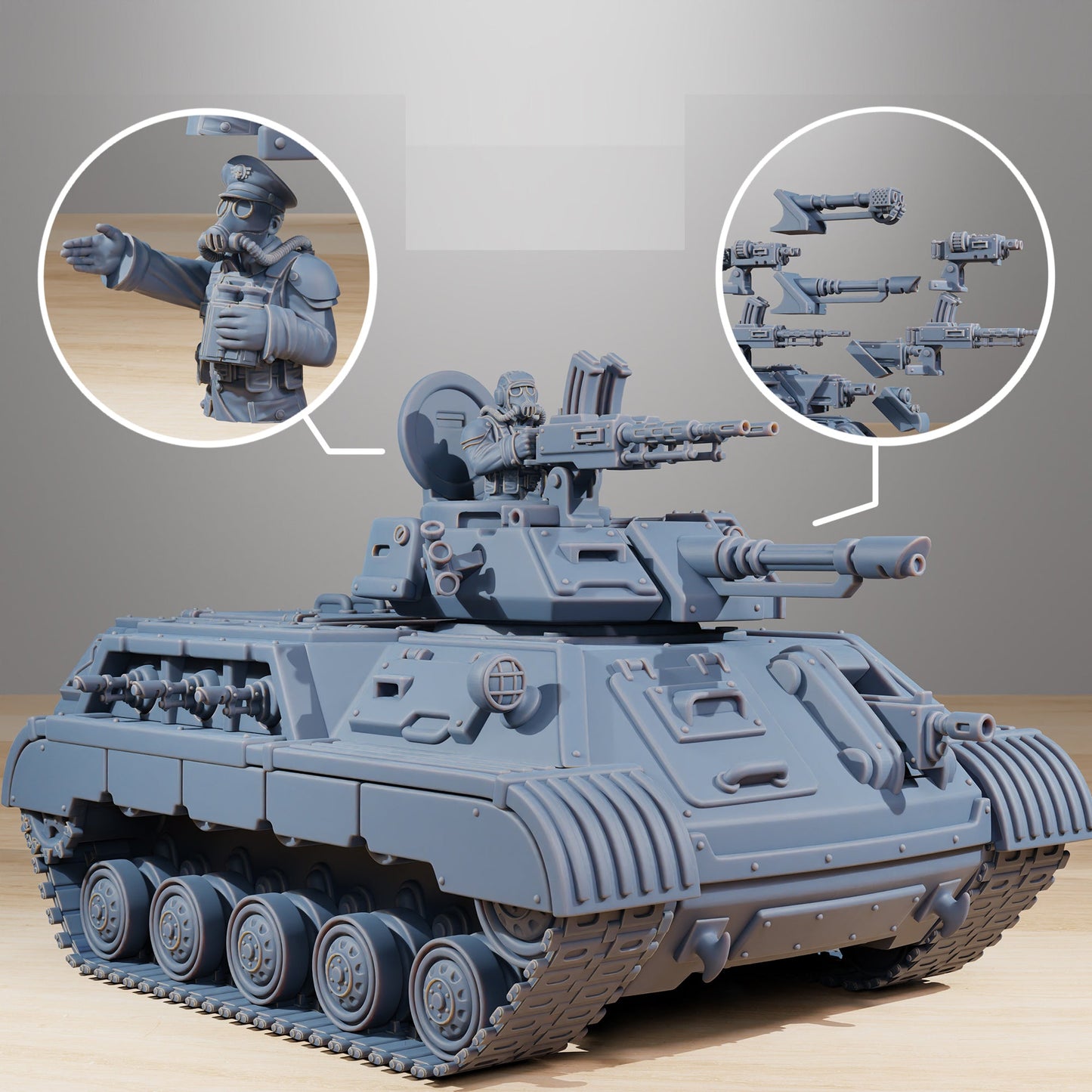 GrimGuard Support Tank 3d print table game wargame dimensione standard | ModelsAndMiniature